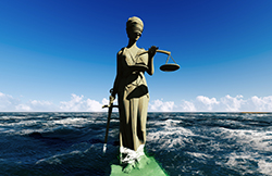 Blind Lady Justice on Water